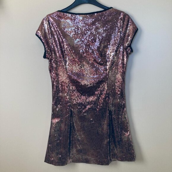 Angie red rose gold ombre sequin mini tshirt dress - Picture 5 of 7